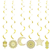 6pcsset eid mubarak spiral pendant hanging muslim party decoration paper banner garland ramadan kareem home supplies
