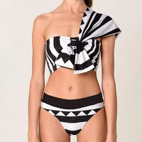the shoulder swimwear sexy striped bikini swimsuit two piece high waist bikini push up thong bather women bathing suit beachwear