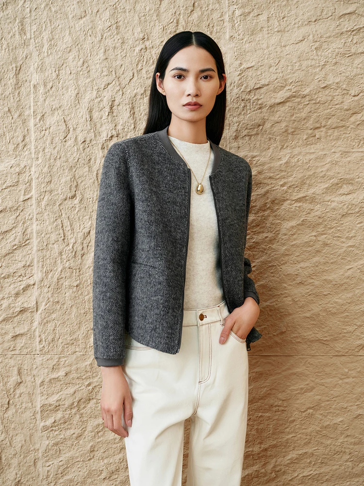 Insun Enshang Special Selection 2024 осеннее простое флисовое короткое пальто на молнии с простым