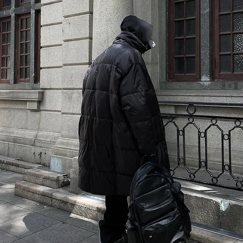 PFNW Нишевый воротник-стойка оверсайз теплый длинный пуховик мужской черный