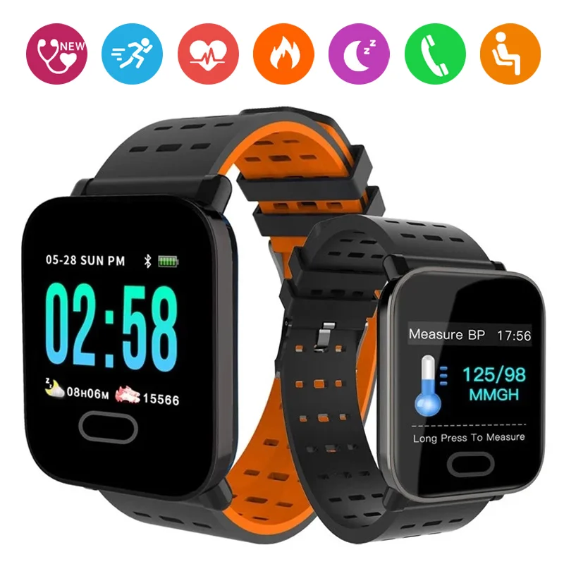 

A6 Smart Watch Waterproof Wristwatch Bluetooth Heart Rate Blood Pressure Monitoring Fitness Smart Bracelet For Apple IOS Android