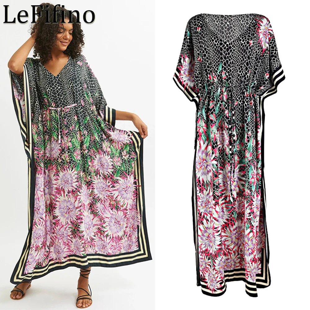 

Summer Fashion Hot Sales Chrysanthemums Positioning Printed Loose Robe Beach Sun Protection Swimsuit Bikini Cover Up For Women