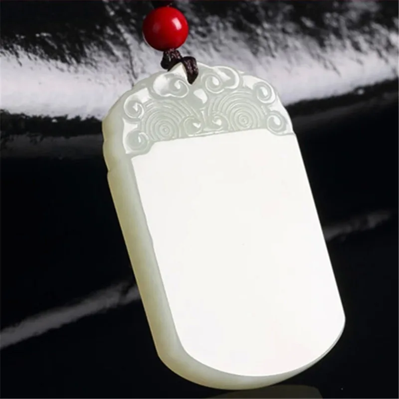 China 100% Natural Nephrite Hetian White Jade Handcarved Glossy Pingan Pendant