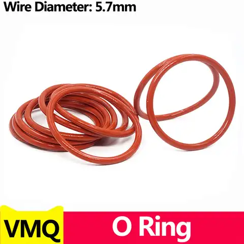 Красные силиконовые резиновые рандомные кольца VMQ, ремонт скелета, масляная прокладка, шайба WD 5,7 мм
