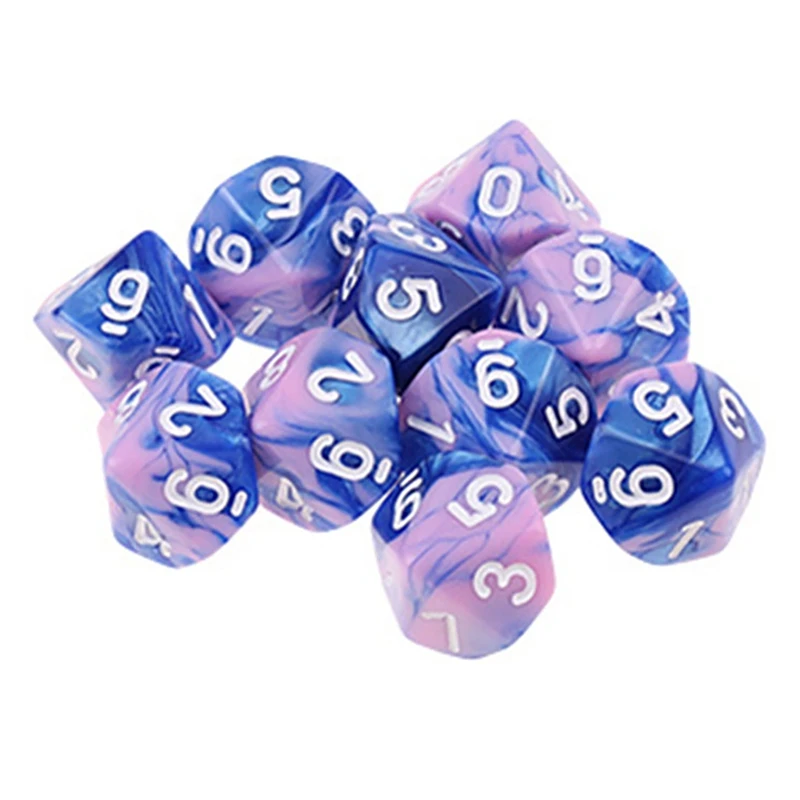 

10Pcs/Set 10 Sided D10 Polyhedral Dices Numbers Dials Desktop Table Board Game PXPF