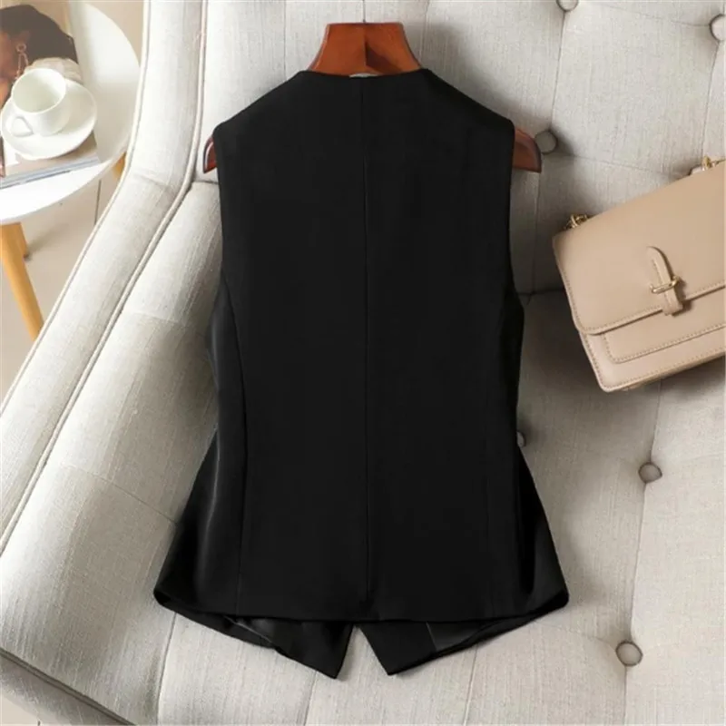 Женский жилет с v-образным вырезом весна-осень 2023 новая модная однобортная куртка