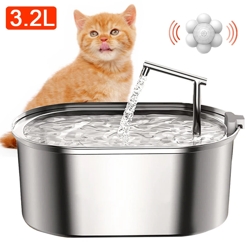 

Cat Cat Water Induction Cycle Pet Stainless Steel High Dog Automatic Capacity Drinking Dispenser Fountain Water Cat Fountain New