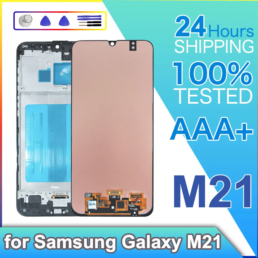 Фото ЖК-дисплей для Samsung Galaxy M21, сенсорный экран, дигитайзер, сменный модуль в сборе для Samsung M21 M215, ЖК-дисплей для телефона с рамкой №1