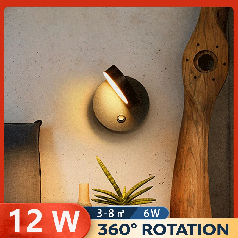 

Настенная лампа в скандинавском стиле с выключателем, лампы для чтения с свободным вращением, комнатный настенный светильник для спальни, п...