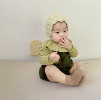 newborn infant baby girls clothes set long sleeve lotus leaf collar shirt overalls corduroy shorts outfits costumes