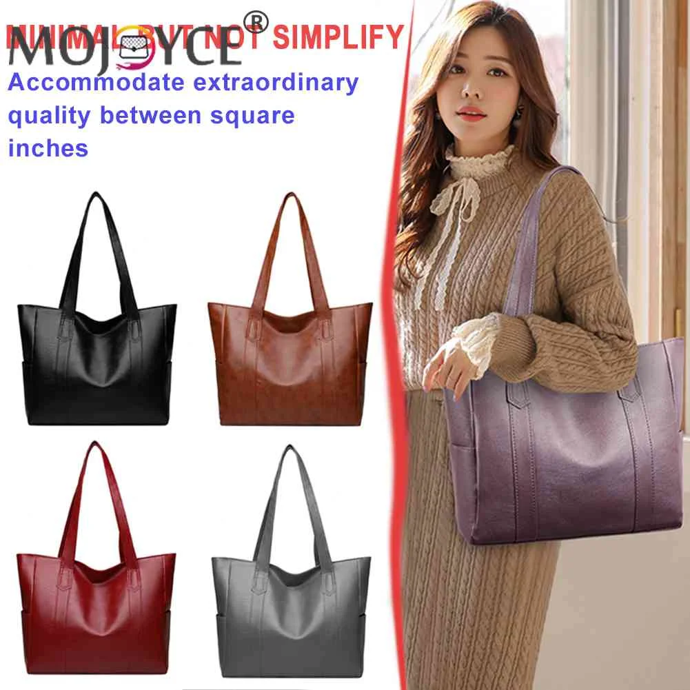 

Fashion Solid Color Top-handle Bag Autumn PU Leather Shoulder Satchel Portable Street Daily Handbag Street Large Capacity Travel