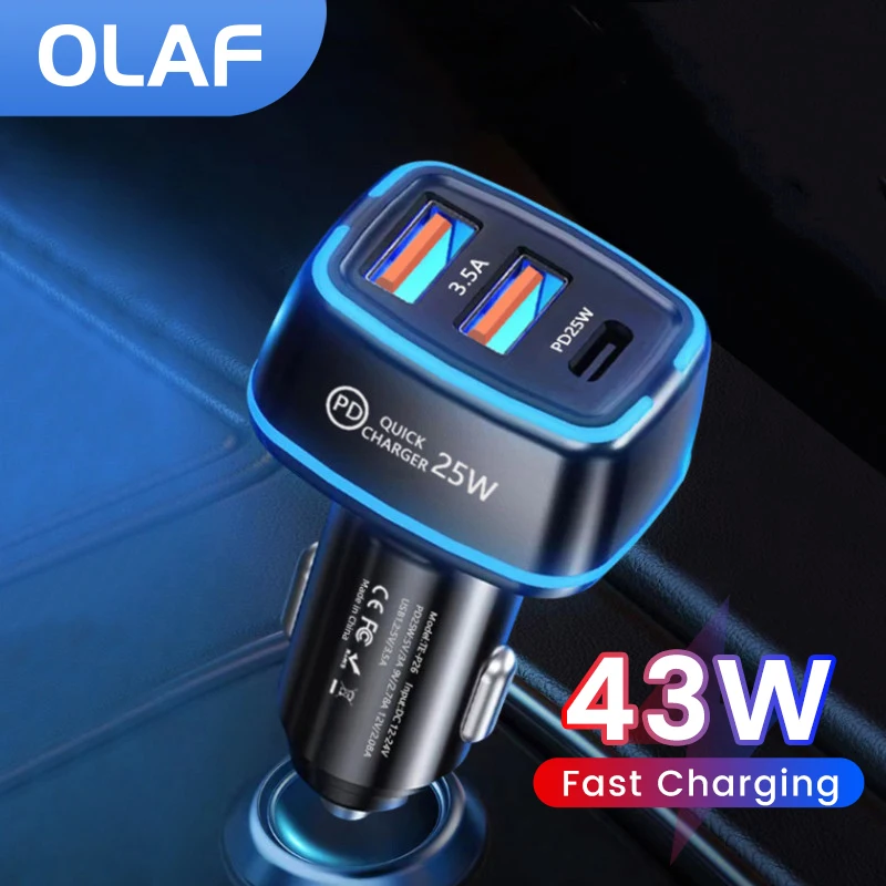 

Автомобильное зарядное устройство с двумя USB-портами, 43 Вт