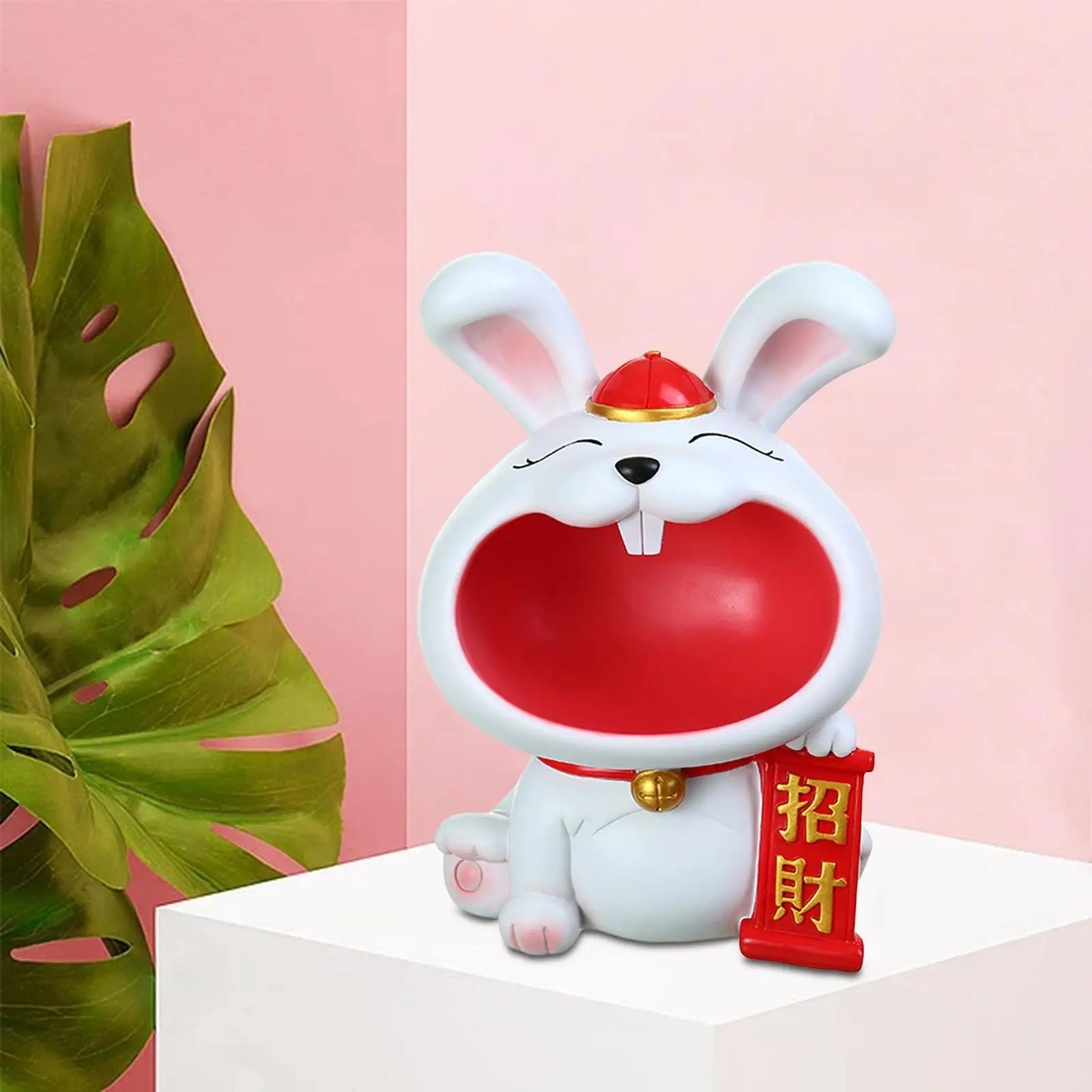

Rabbit Statue Storage Bowl Resin Bunny Figurine for Restaurant Decoration