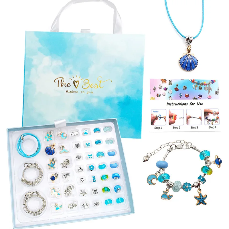 

DIY Bracelet Bead Set For Jewelry Making Accessories Charms Crystal Macroporous Beads Set for Kids Hand String Handmade Gift