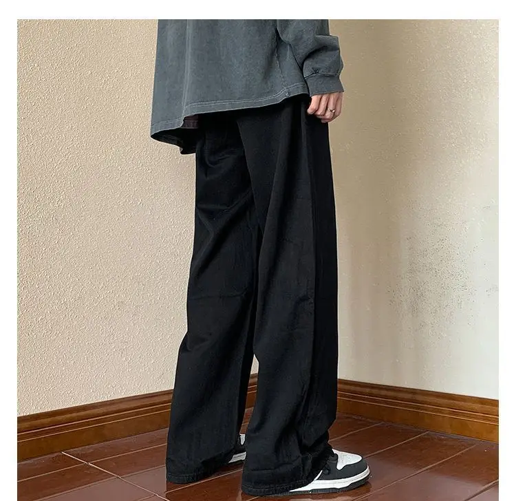 Yasuk Spring Autumn Winter Solid Casual Men's Button Waist All-Match Cool Boys Design Loose Button Pants Pocket