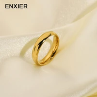 enxier 316l stainless steel simple ring for women men plated gold couple wedding female male jewelry