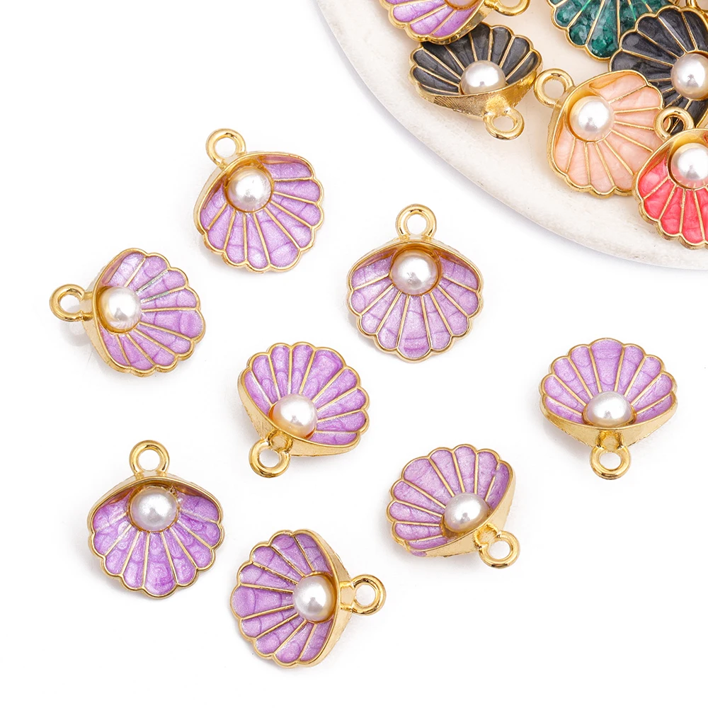 10 шт. подвески из эмалированного сплава с искусственным жемчугом