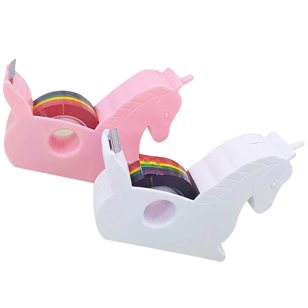 

2 Pcs Unicorn Shape Tape Holder Office Dispenser Cartoon Small Stand Tabletop Lovely Desk Adorable Washi tapes