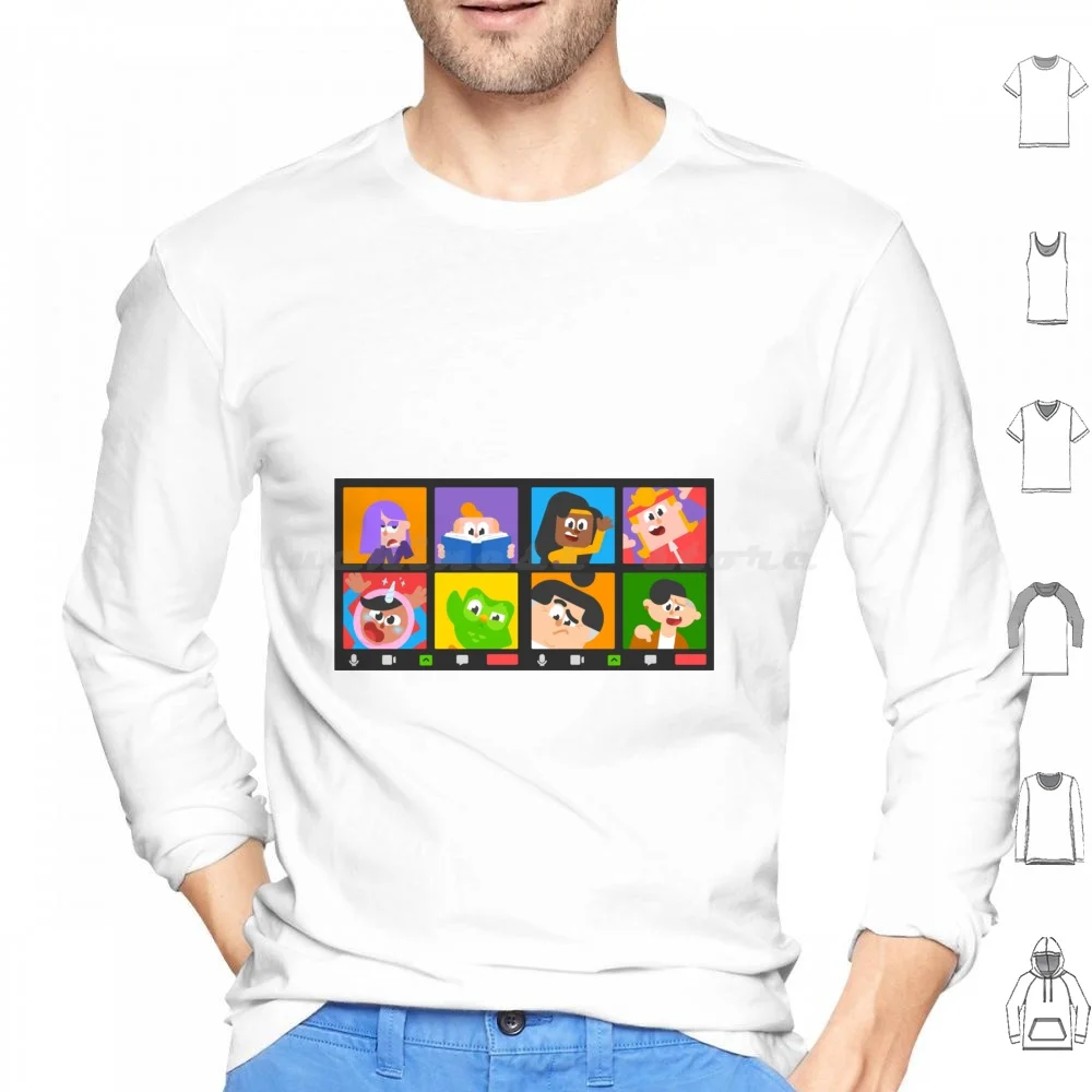 

Duolingo Characters Video Chat Hoodie cotton Long Sleeve Duolingo Characters Video Chat Duolingo Fun Duolingo Duolingo Meme