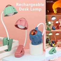 led flexible table lamp rechargeable battery clip desk sunset lamps cute room decor light student study reading book usb lights