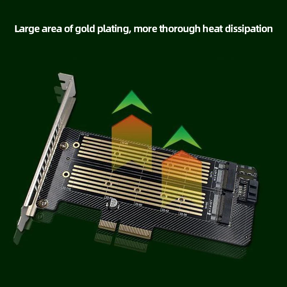 Адаптер жесткого диска M.2 NVMe NGFF SATA Dual SSD Riser Card поддерживает адаптер MKey BKey на PCI-E NVME