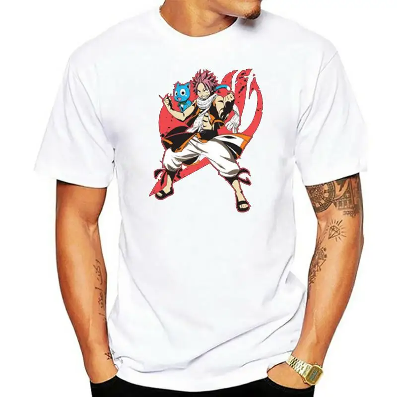 

Новинка, Лицензированная Черная Мужская футболка с изображением Феи хвоста Нацу и счастливого аниме, модная футболка