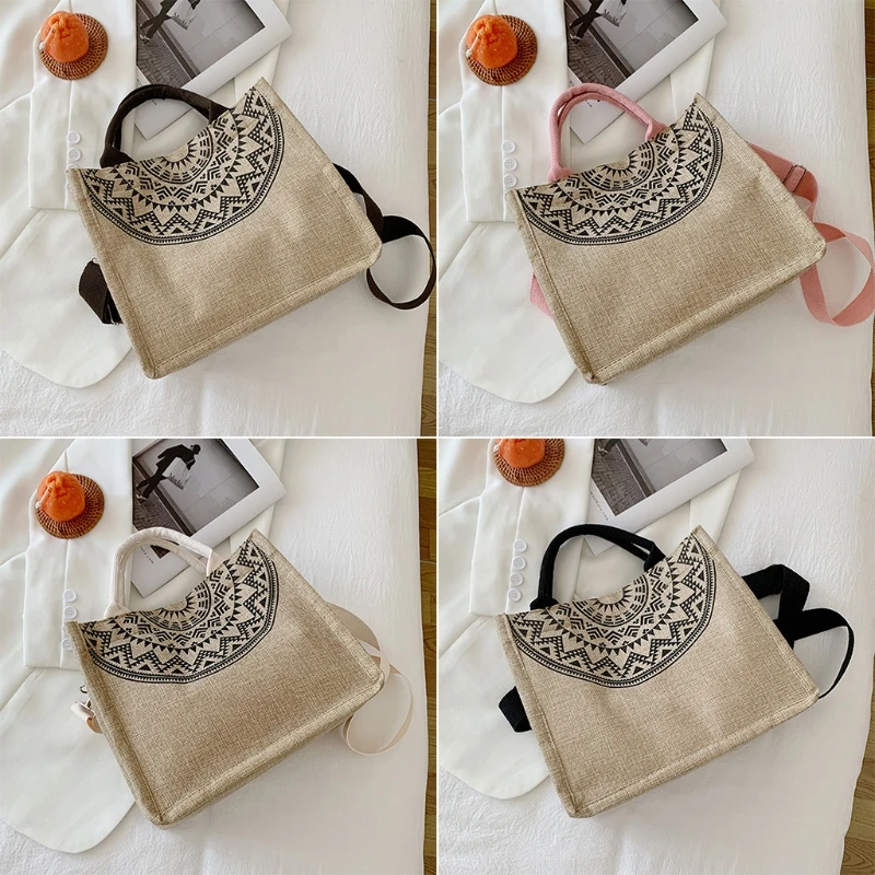 

Canvas Handbags for Women Fashion Beach Tote Reusable Shopping Bags Casual Large Capacity Shoulder Pouch Bag