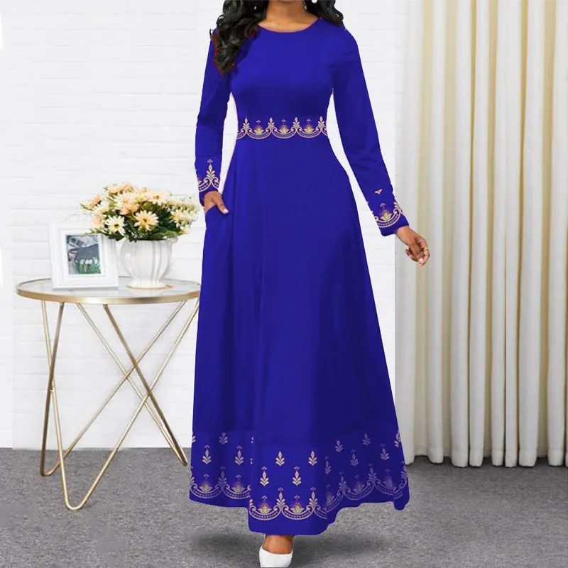 2022 Indonesia Gown Hijab Bangladesh Plus Size Dress 5XL Dubai Blue Abaya for Women Pakistan Muslim Long Dress Islamic Clothing