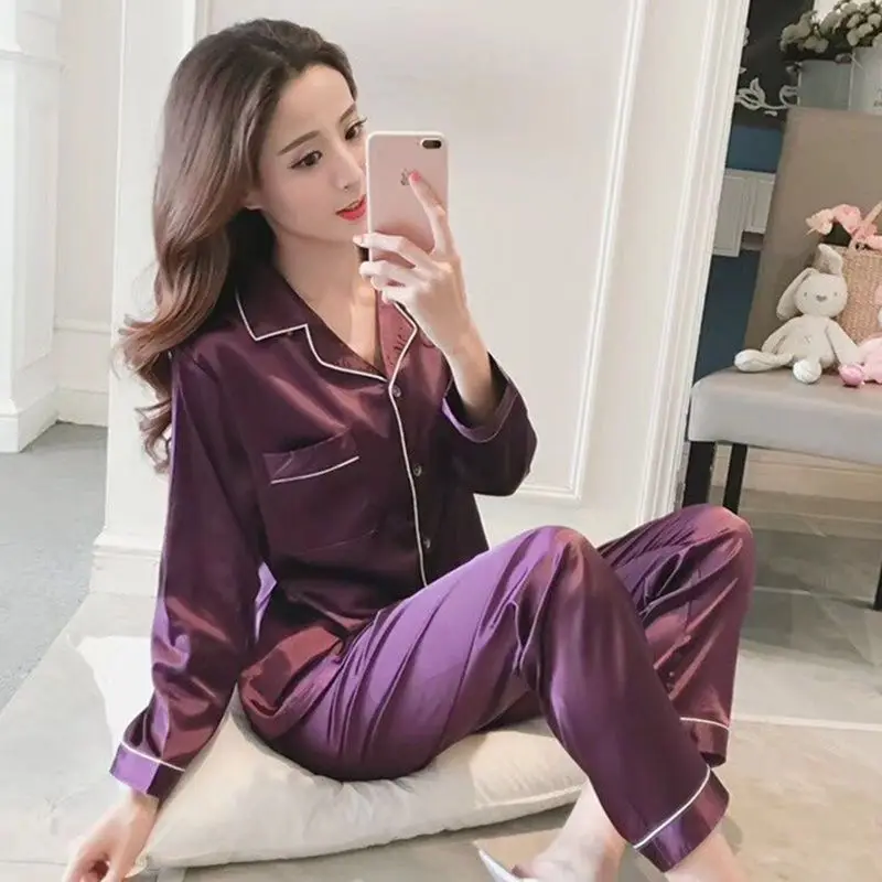 Silk Pajamas Plus Size Women Solid Cute Pajamas for Women Summer Nightwear Pajama Two Piece Set Satin Silk Pyjamas Loungewear