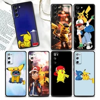 cute cartoon pikachu phone case for samsung galaxy s7 s8 s9 s10e s21 s20 fe plus ultra 5g soft silicone case pikachu