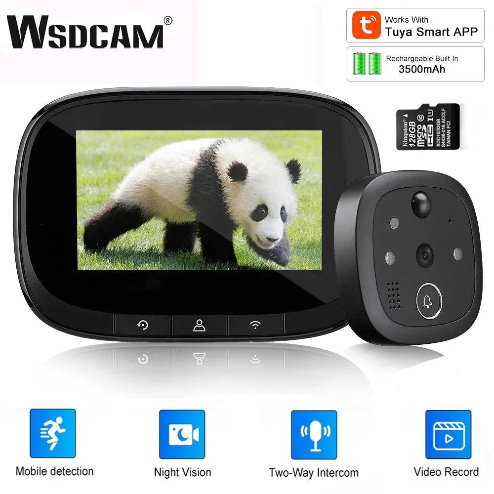 

Wsdcam W2 Peephole Doorbell Waterproof Wifi 4.3 Inch Video Door Bell PIR Movement Detection Eye Video-eye Smart Home Security