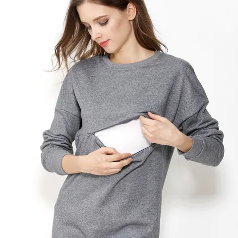 Большой размер, осенне-зимняя одежда для беременных, свитер, хлопковый топ с длинными рукавами для кормления, одежда для кормления грудью, свитер для беременных женщин