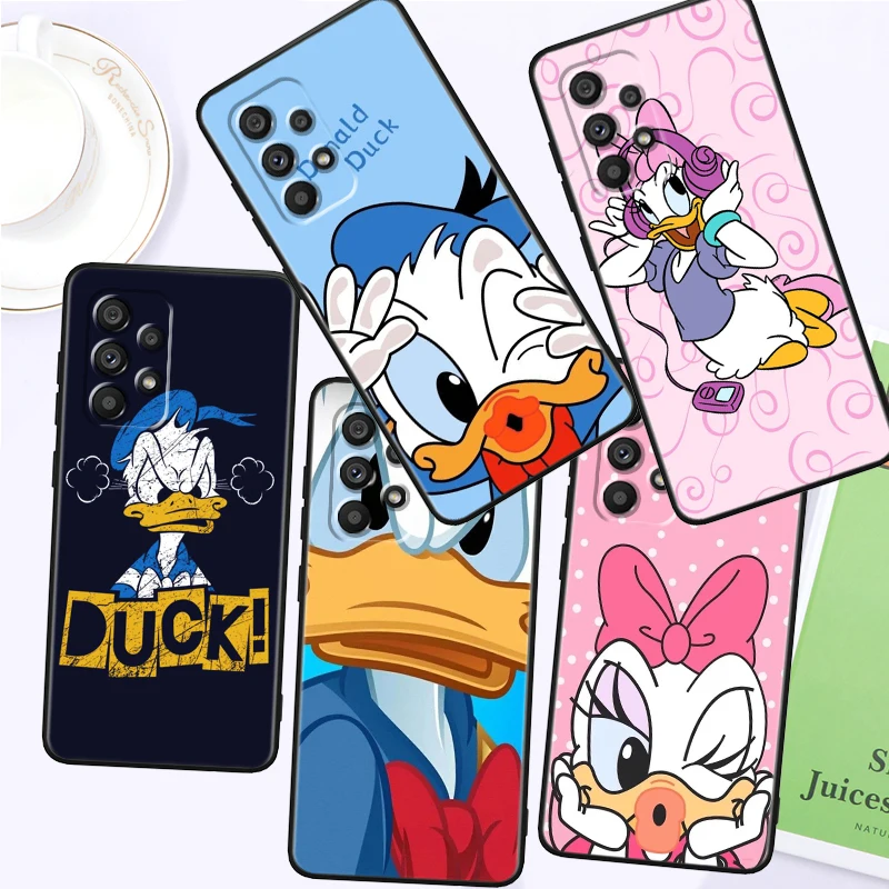 

Cute Cartoon Donald Duck For Samsung A53 A52 A33 A32 A51 A71 A21S A13 A73 A50 A22 A23 A03 A72 A54 A12 5G Black Soft Phone Case