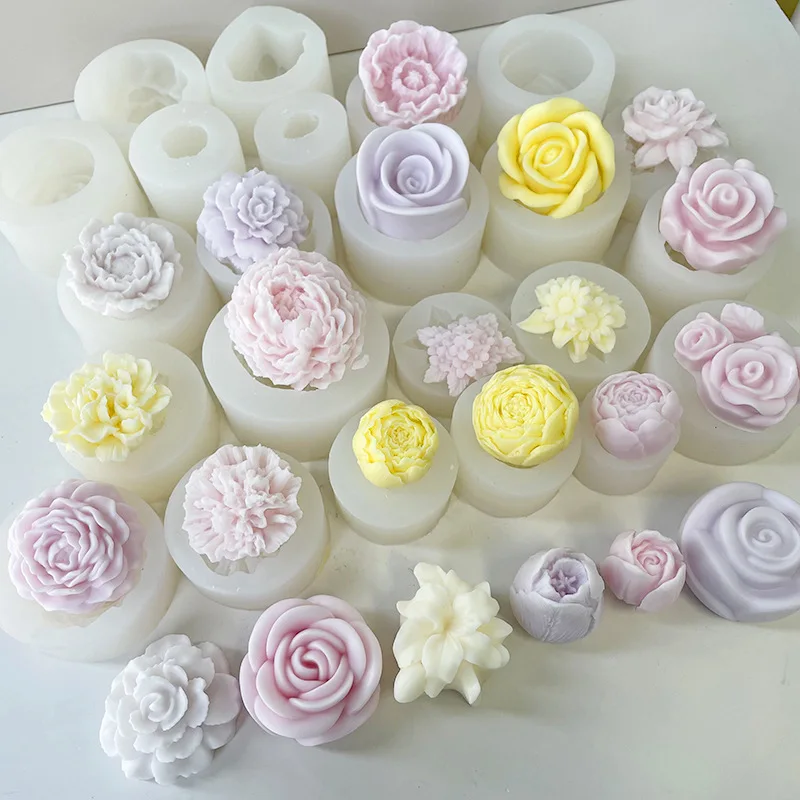 Cake Fondant Silicone Molds for Pastry Baking Food Grade Rose Flower Chocolate Candle Mold DIY Petal Handmade Soap Plaster Glue