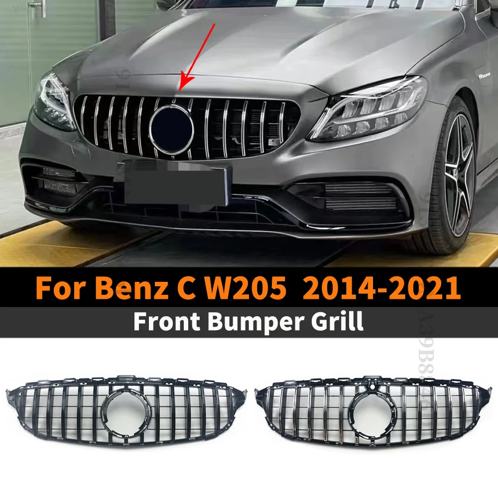 

GT Style Facelift Front Hood Bumper Grille Grill For Mercedes Benz C W205 S205 C205 C43 2014-2021 C180 C260 C250 C300 C200 Refit