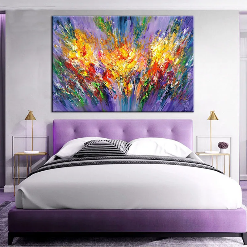

Абстрактная фиолетовая картина, красочные картины на холсте, искусство стен, картина, плакат и принты, Современная гостиная, украшение для д...