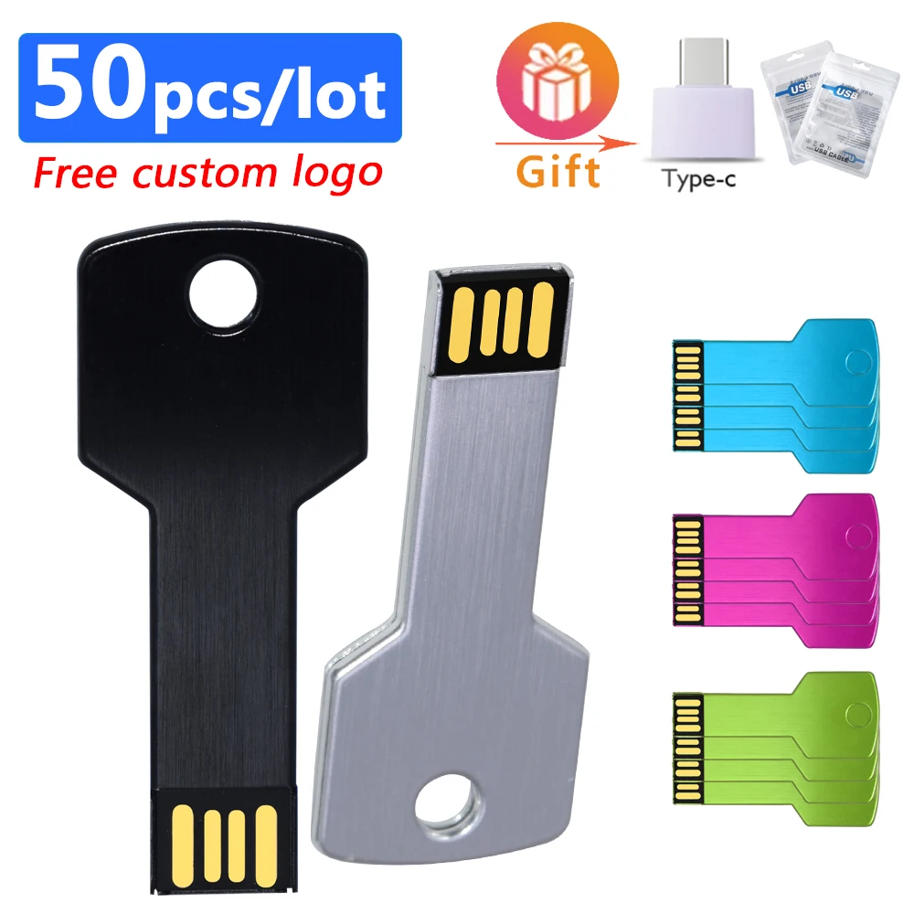 50pcs/lot USB Flash Drive 8gb 16gb pendrive 32GB 64GBPen drive waterproof usb stick флэш-накопите u-disk 2.0 key for gift