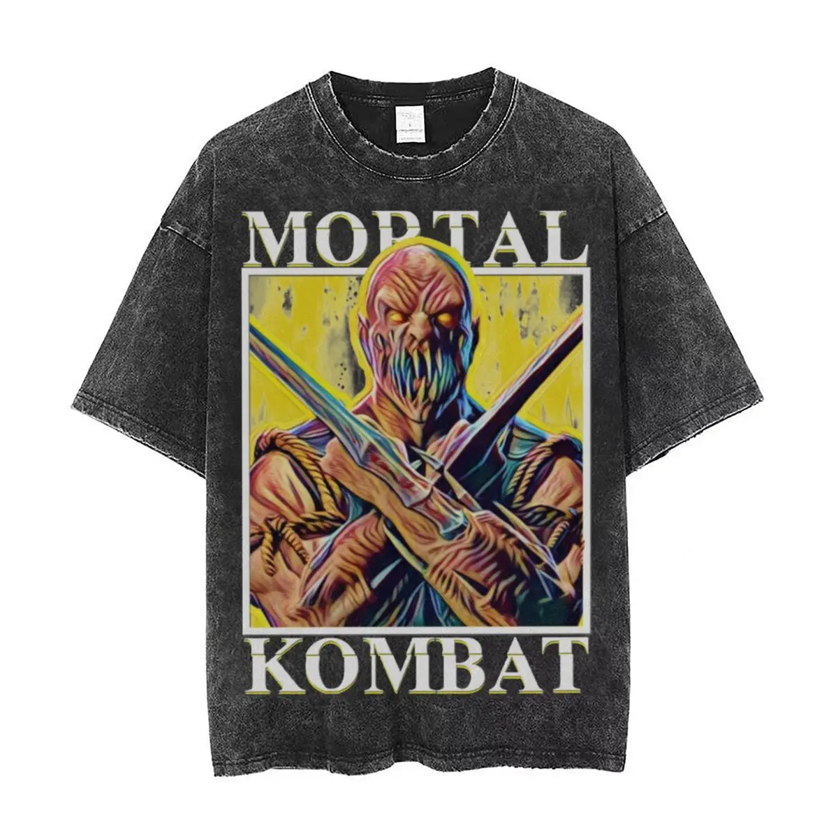 

Mortal Kombat Baraka Scorpion T Shirt Hip Hop Washed Short Sleeve Oversize T-Shirts Retro Men Women Tops Streetwear Summer Tees