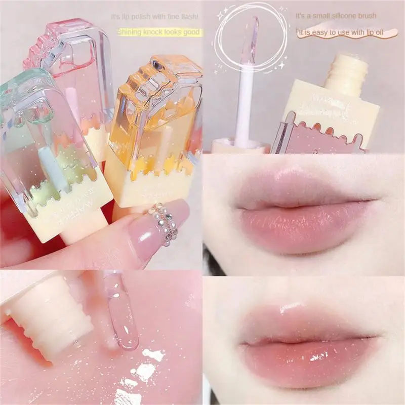 

Ice Cream Lip Gloss Long Lasting Base Lip Oil Moisturizing Lip Balm Hydrating Light Lip Pattern Lipstick Lip Base Oil Cosmetics