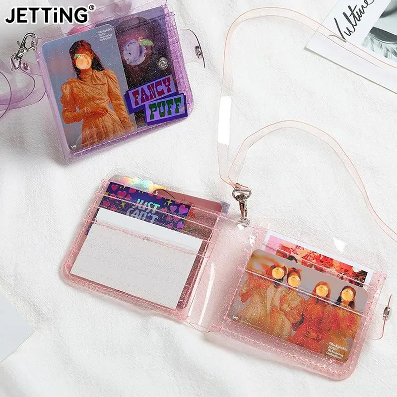 

PVC Transparent Waterproof Small Credit Card Purse Business ID Mini Photo Card Holder Pouch for Gift Fashion Girls Card Wallet