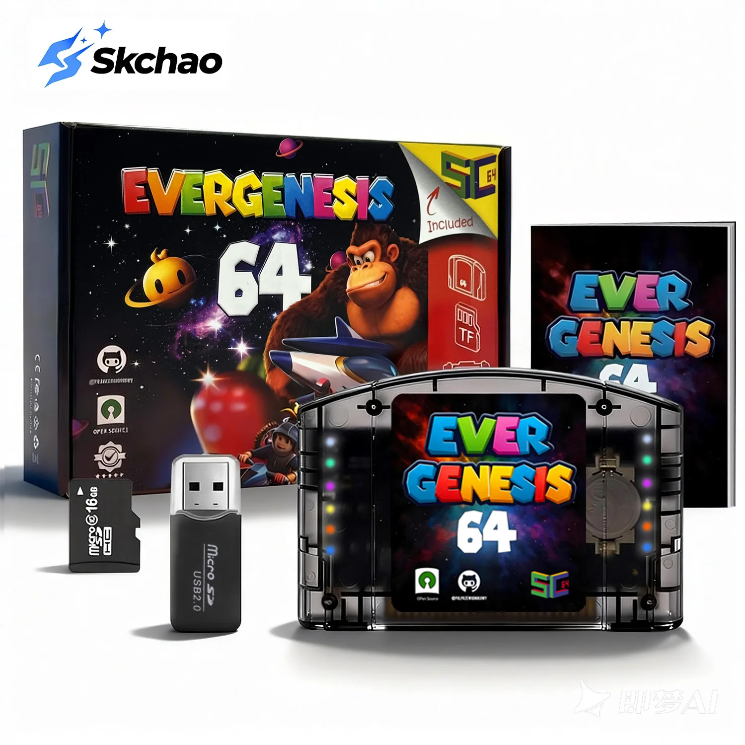 Фото Флеш-карта SC64 11000 игр в 1 для N64, открытый исходный код, модульный чип 6TG для игровой консоли 64, с TF-картой 64 ГБ №1