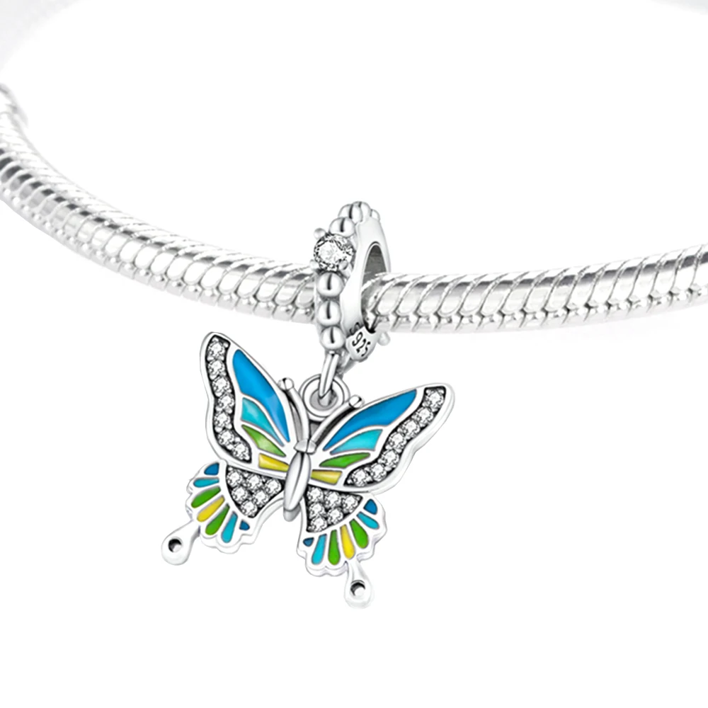 ChimS-Collection de bracelets et de colliers en argent 925 pour femme, papillon, pendentif, perles, bricolage, personnalité, cadeau de fête 2
