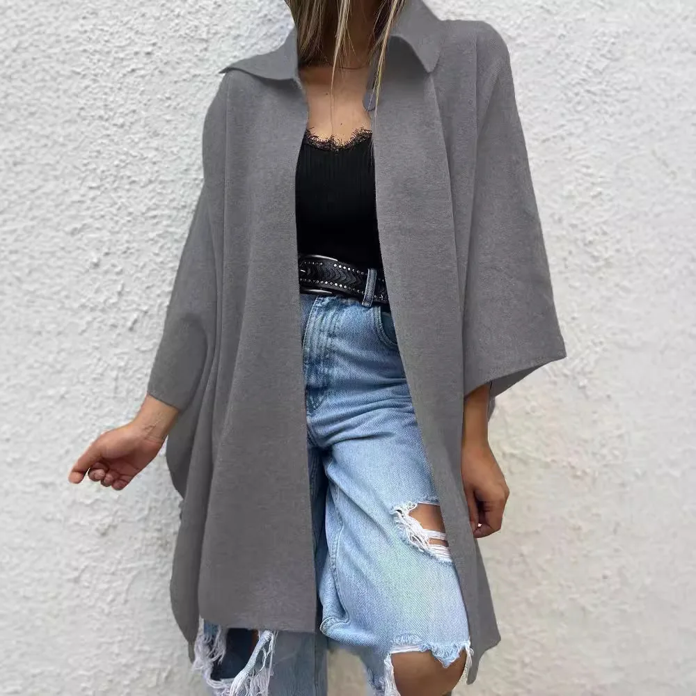 2024 женский осенне-зимний однотонный повседневный кардиган свободная ветровка на