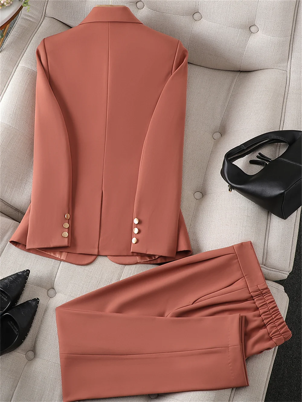 2023 New in Women's Suit Office Lady Solid Blazer Jacket + Trouser 2 Piece Set Female Business Suit Sets Formal Slim Pant Suit