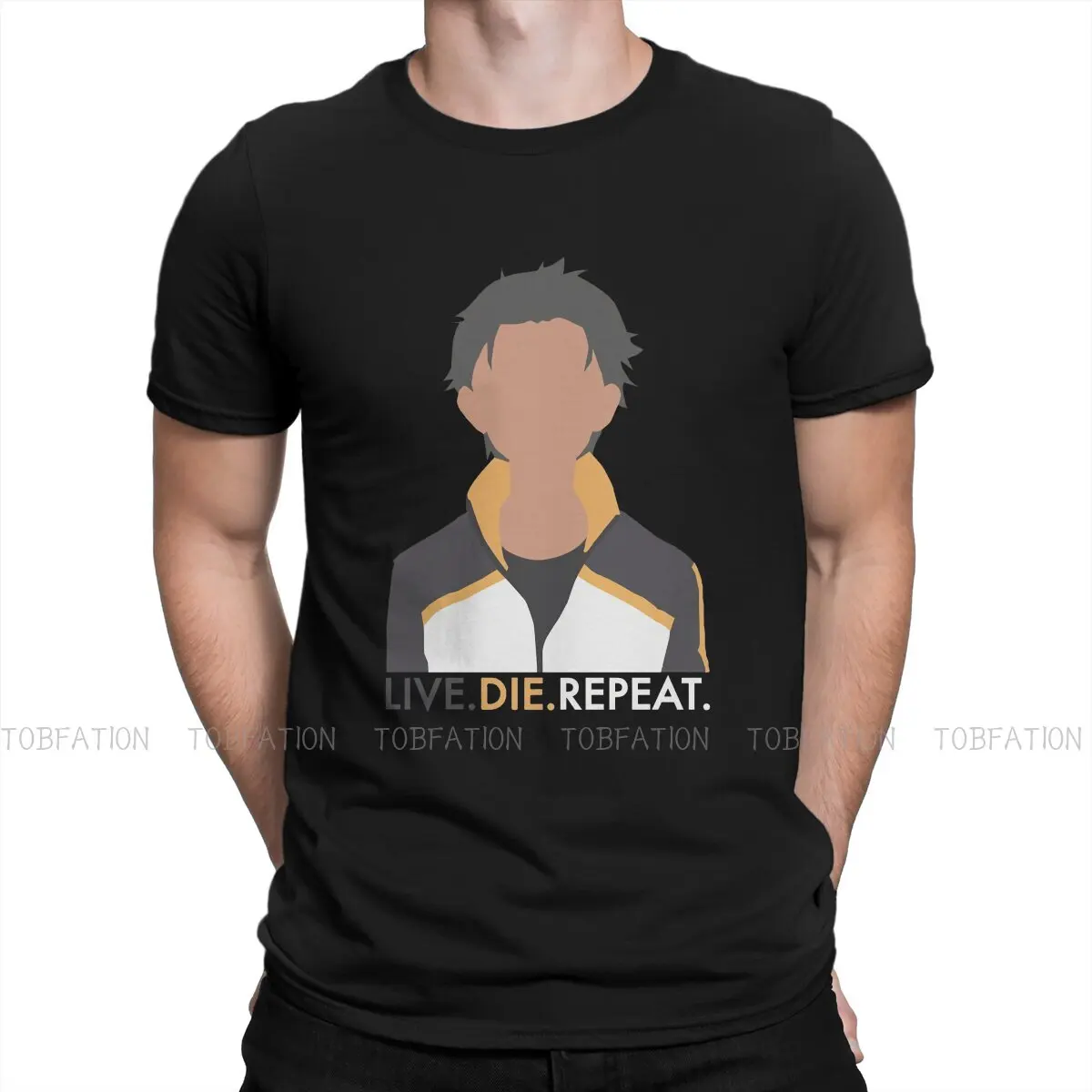 

Live. Die. Repeat. Harajuku TShirt Re Zero Anime Printing Streetwear Leisure T Shirt Men Tee Unique Gift Clothes