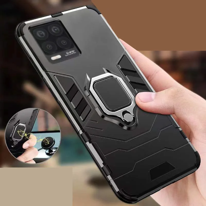 

Realme 8 Shockproof Case for Realme 8 Pro GT C20 V13 Q2 Ring Stand Cover for OPPO Find X3 Pro A94 A12 A15 Reno 5 F19 Pro+5G
