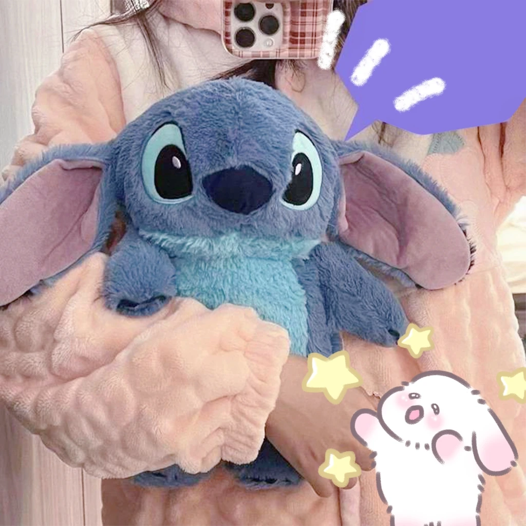 

Anime Cute Stitch Peripheral Winter Extra Large Plush Hot Water Bottle Women's Home Water Filling Hand Warmer Gifts Girlfriend