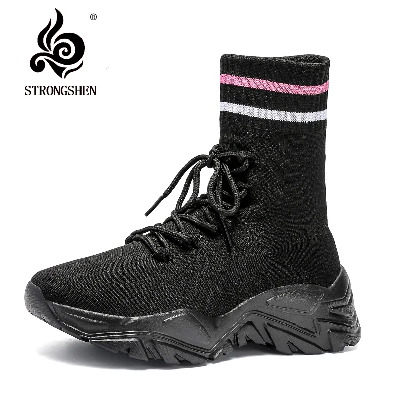 STRONGSHEN Women's Shoes Couple Flying Woven Socks Shoes Non-slip Wear-resistant Comfortable Light Bottom