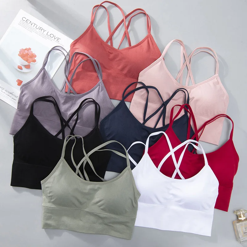 Fitness Sports Bra for Women Jogging Push Up Breathable Crisscross Strappy Running Gym Training Workout Yoga Underwear Crop Tops