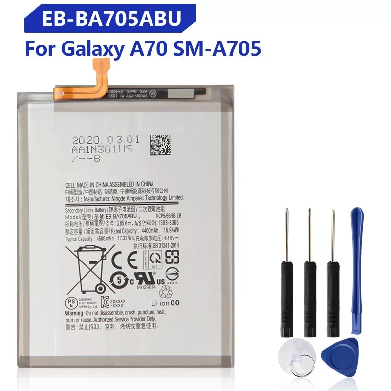 

2023New Replacement Battery EB-BA705ABU For Samsung Galaxy A70 A705 SM-A705 Rechargeable Phone Battery 4500mAh